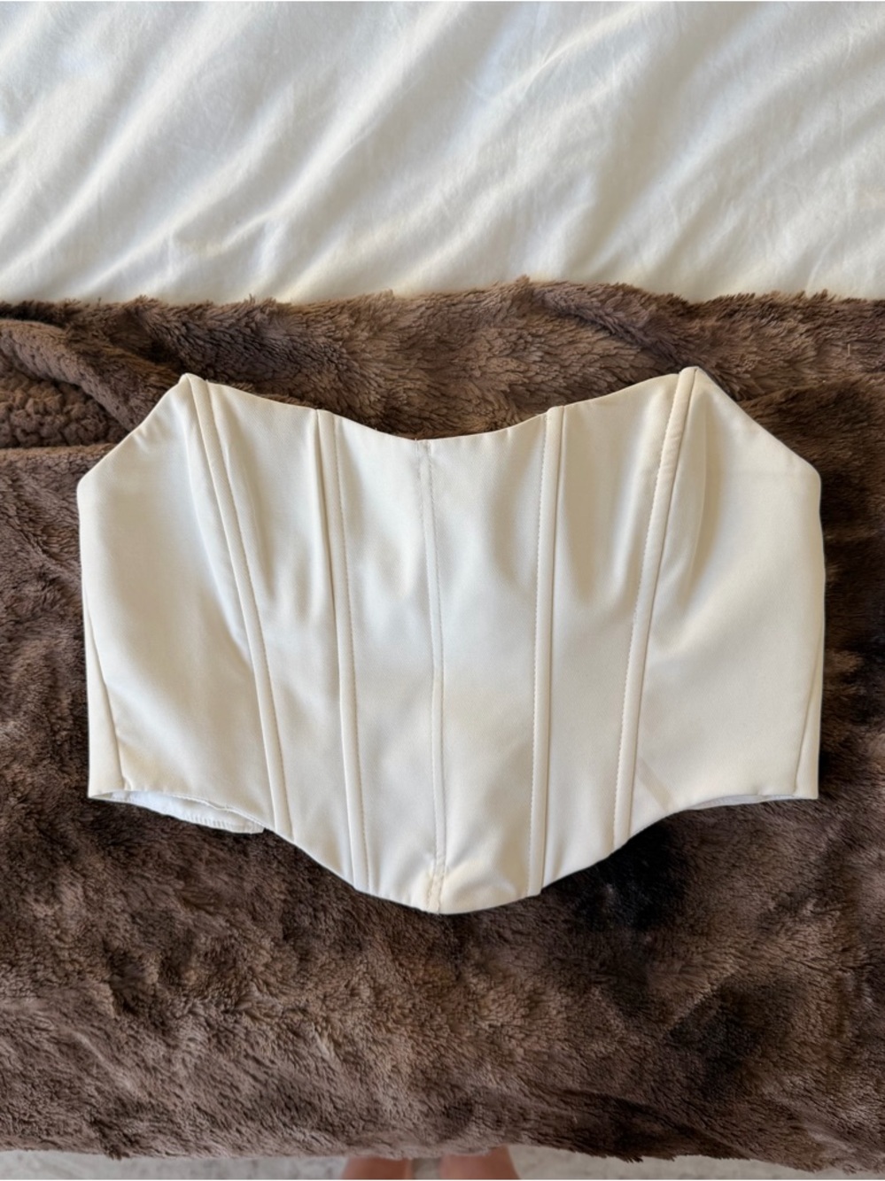 Princess Polly Cream Strapless Corset Top